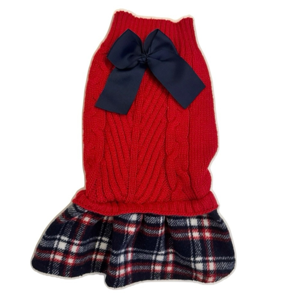 Dog Sweater 3 for 15 SALE CLEARANCE Red Sweater Plaid Dress